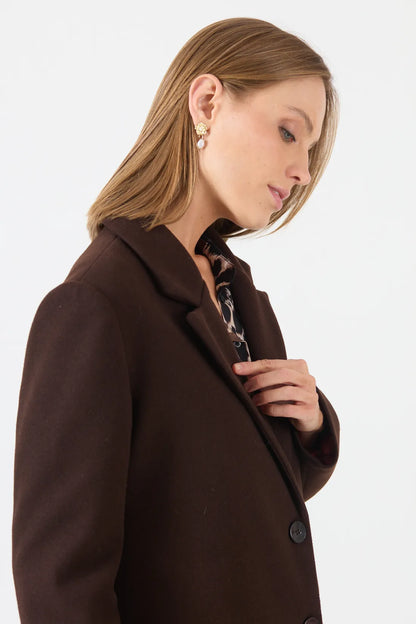 Abrigo Mujer Cuello Sastre Café