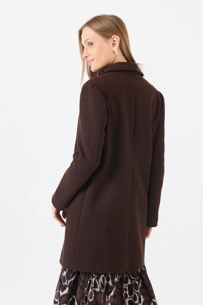 Abrigo Mujer Cuello Sastre Café