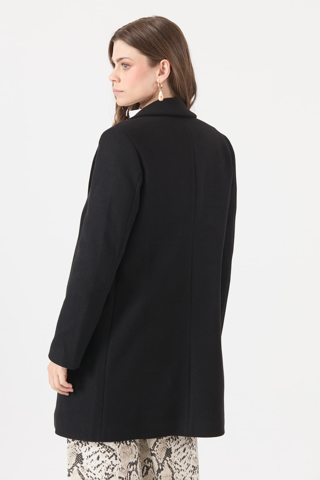Abrigo Mujer Cuello Sastre Negro