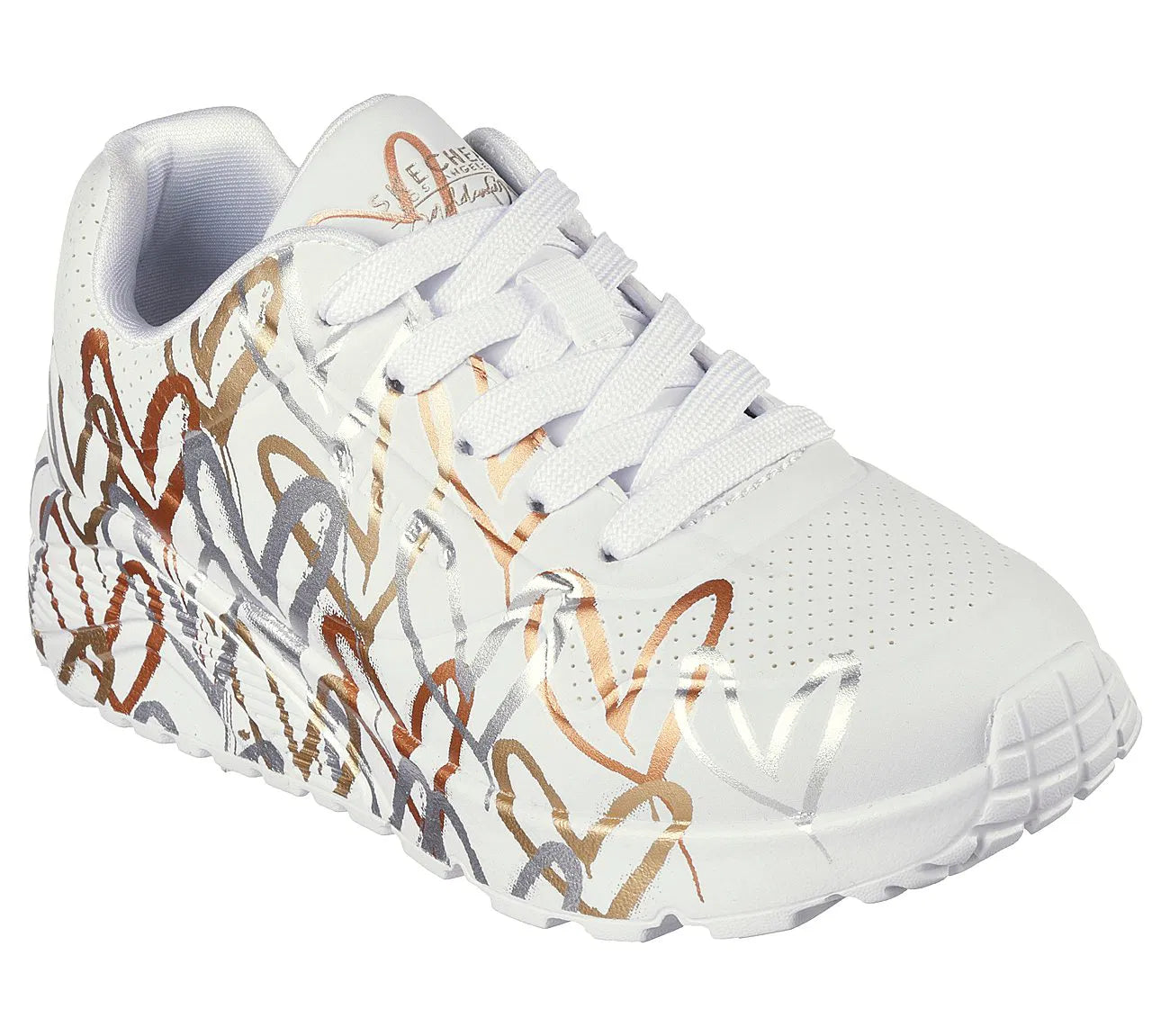 Zapatilla Niña Uno Lite Metallic Love White