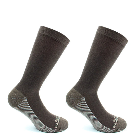 Calcetin Hombre Cobre + Bamboo Liso Vestir Largo ¾ 2 Pares Cafe