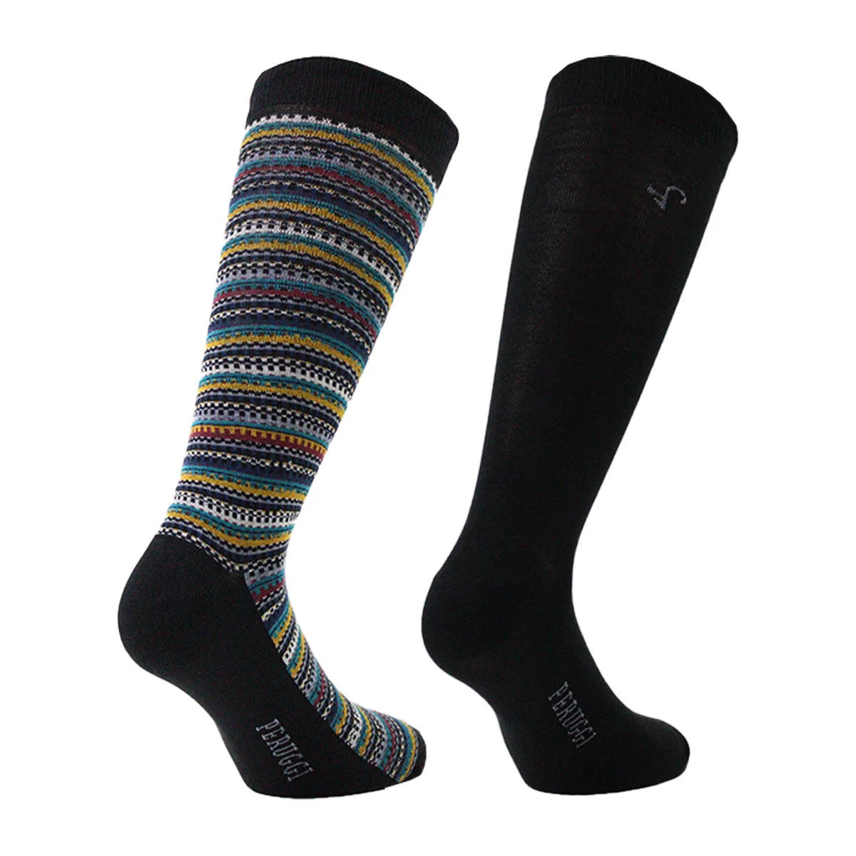 Calcetín Hombre Bamboo Grecas Largo Americano 2 Pares Negro