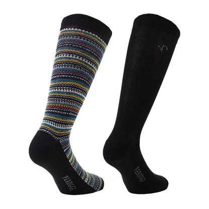 Calcetín Hombre Bamboo Grecas Largo Americano 2 Pares Negro