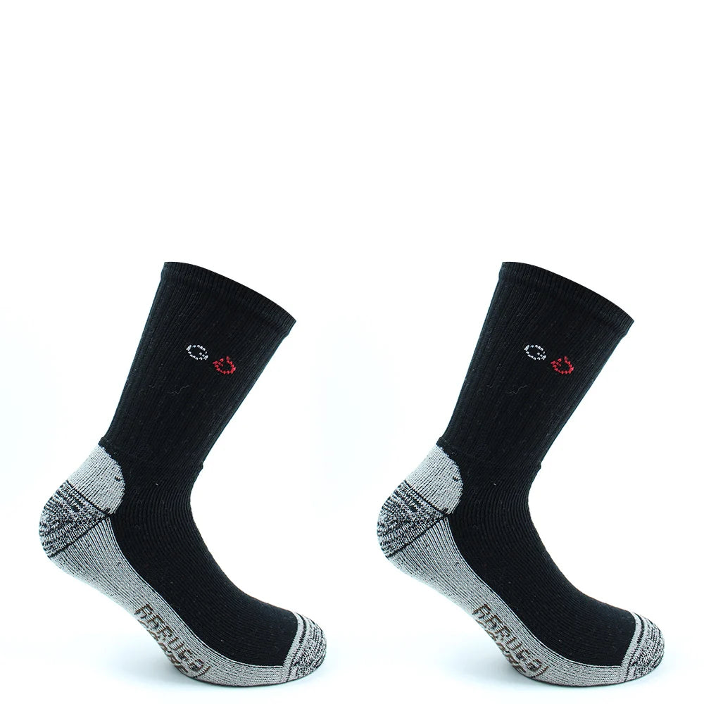Calcetin Hombre Cobre + Algodón Deportivo Largo ¾ 2 Pares Black