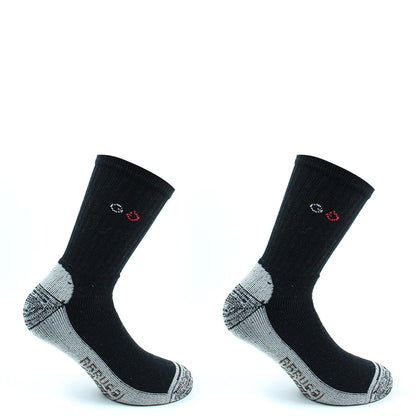 Calcetin Hombre Cobre + Algodón Deportivo Largo ¾ 2 Pares Black
