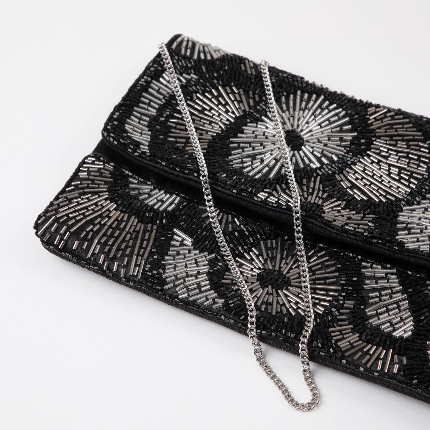 Cartera De Fiesta Mostacilla Radial Plateado Humana