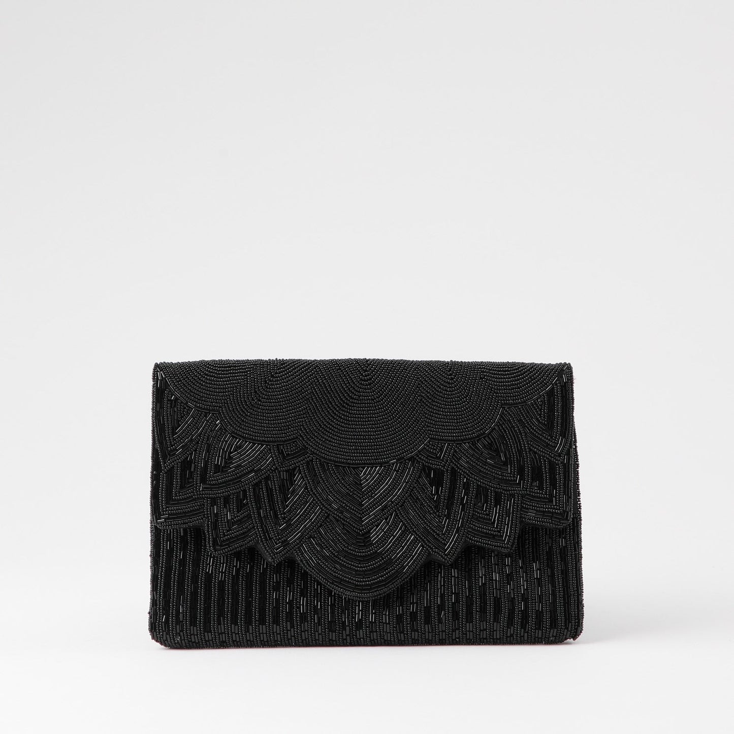 Cartera De Fiesta Mostacilla Abanico Negro