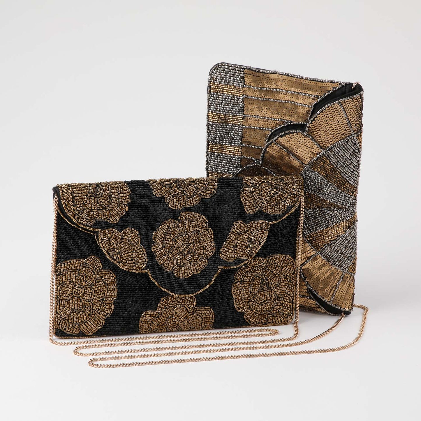 Cartera Mujer De Fiesta Mostacilla Flores