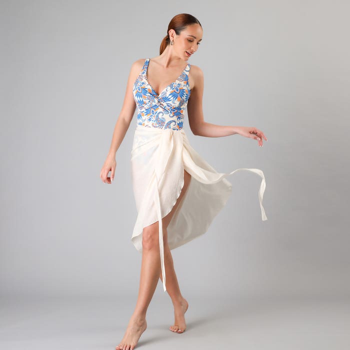 Pareo Mujer Largo Solido Crema