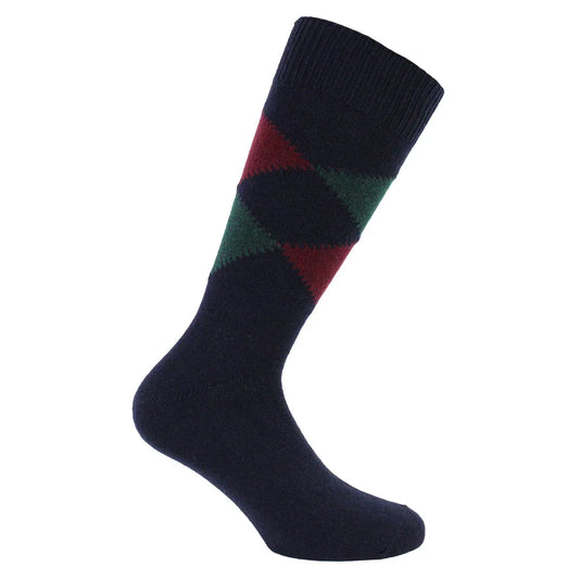 calcetín-hombre-lana-italiana-rombo-azul-