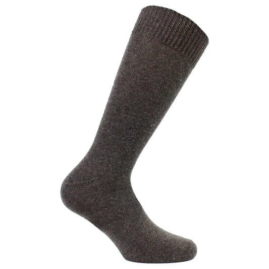 calcetín-hombre--lana-italiana-liso-largo-¾-chocolate