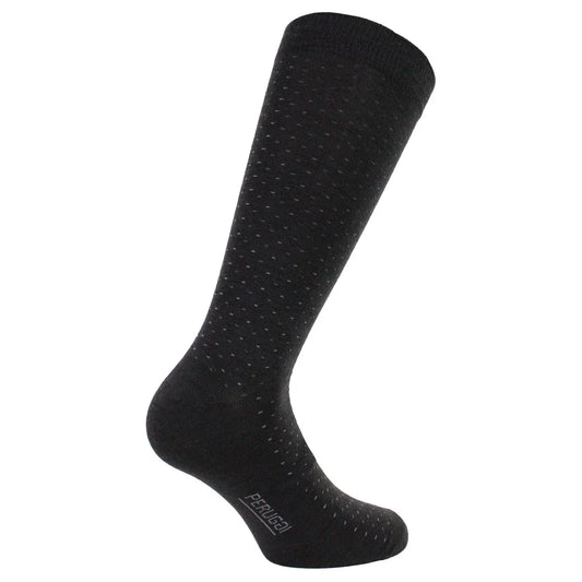 calcetín-hombre-lana-merino-puntos-negro