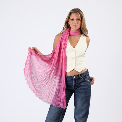 Pañuelo Mujer Liso Fucsia Plisado Humana