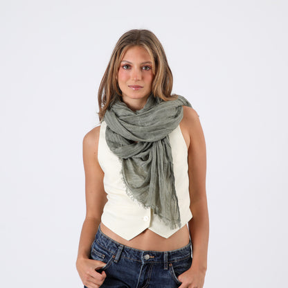 Pañuelo Mujer Liso Verde Plisado Humana