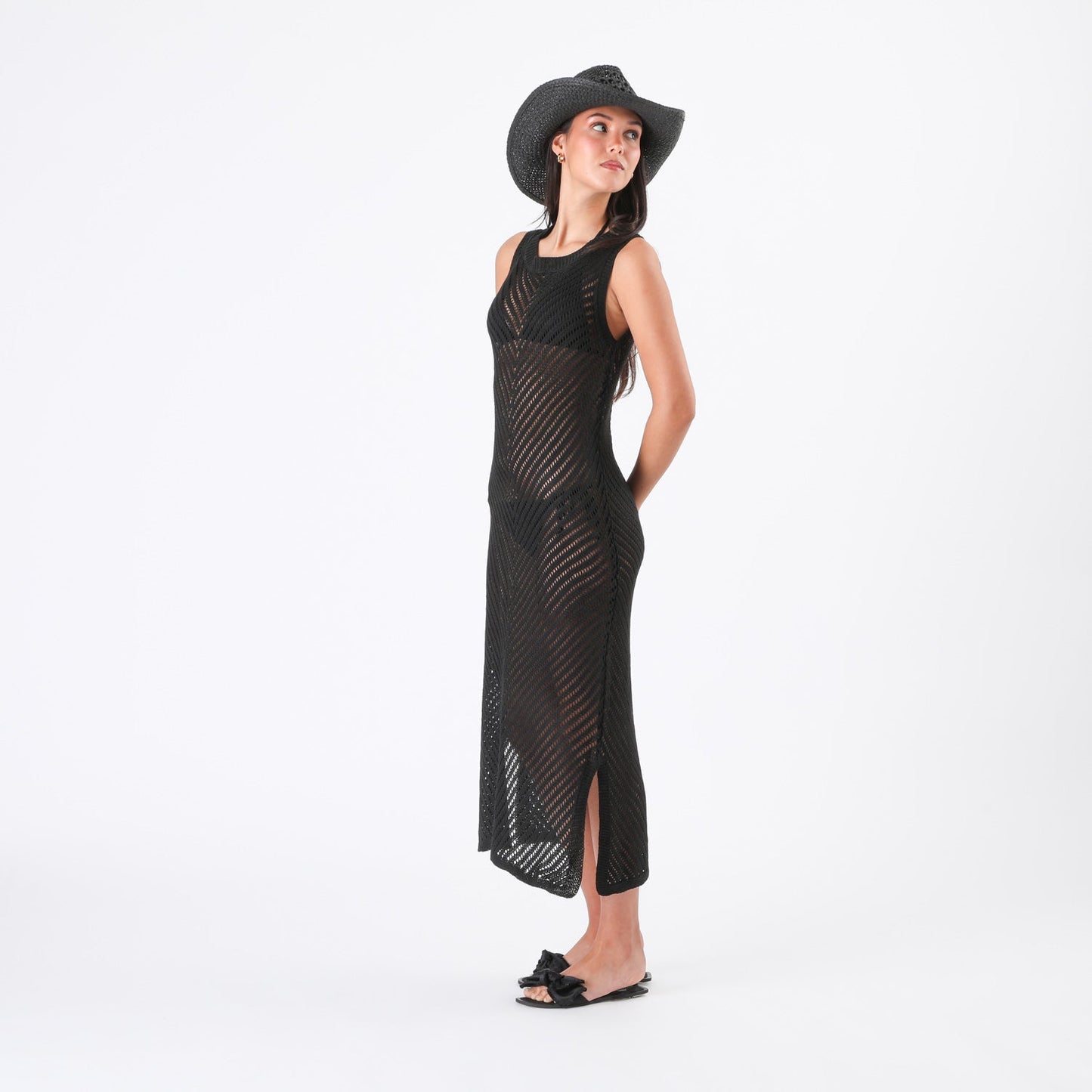 Kimono Mujer Tejido Laura Negro Humana