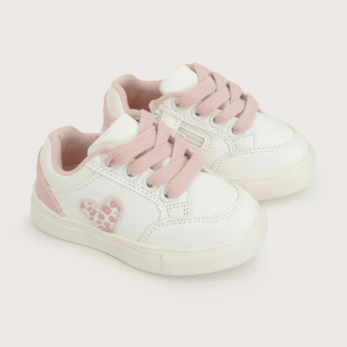 Zapatilla Niña Corazón Blanca Rosada