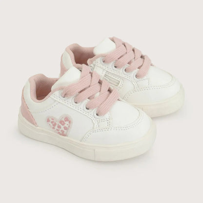 Zapatilla Niña Corazón Blanca Rosada