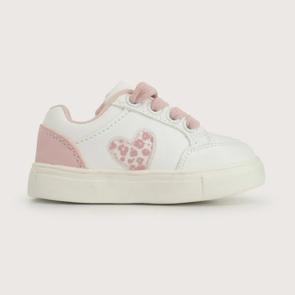 Zapatilla Niña Corazón Blanca Rosada