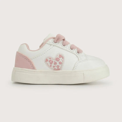 Zapatilla Niña Corazón Blanca Rosada