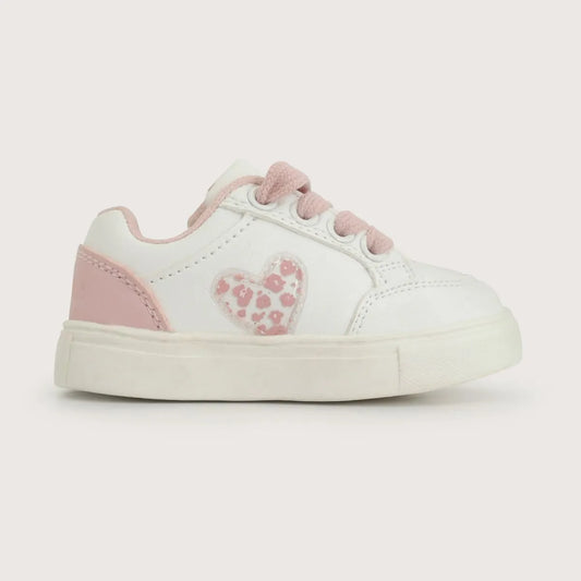 Zapatilla Niña Corazón Blanca Rosada