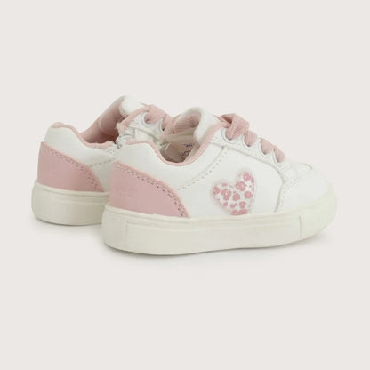 Zapatilla Niña Corazón Blanca Rosada
