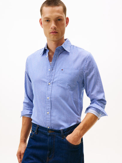 Camisa Hombre Regular Fit Stripe Twill Azul