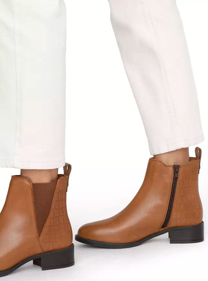 Bootie Mujer Eras Cuero Tostado
