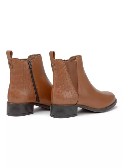 Bootie Mujer Eras Cuero Tostado