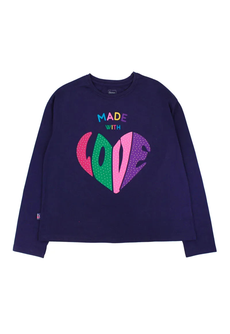 Polera de Niña Azul Corazon