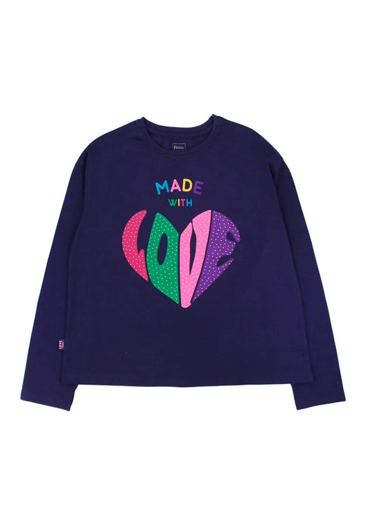 Polera de Niña Azul Corazon