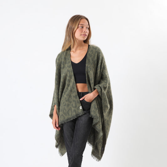 Poncho Mujer Leopard Verde