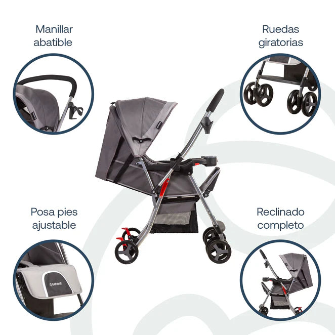 Coche Paseo y Cuna Twister SX Gris