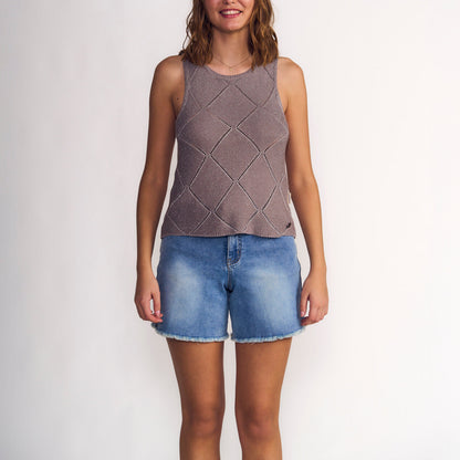 Polera Mujer Tejido Gris