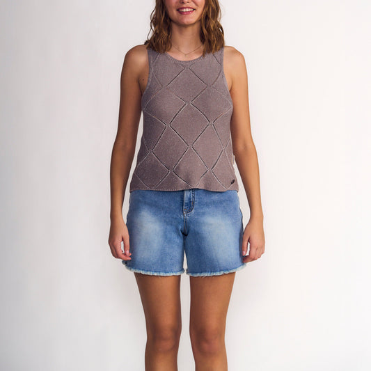 Polera Mujer Tejido Gris