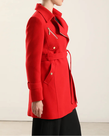 Abrigo Mujer Biker Muflon Rojo