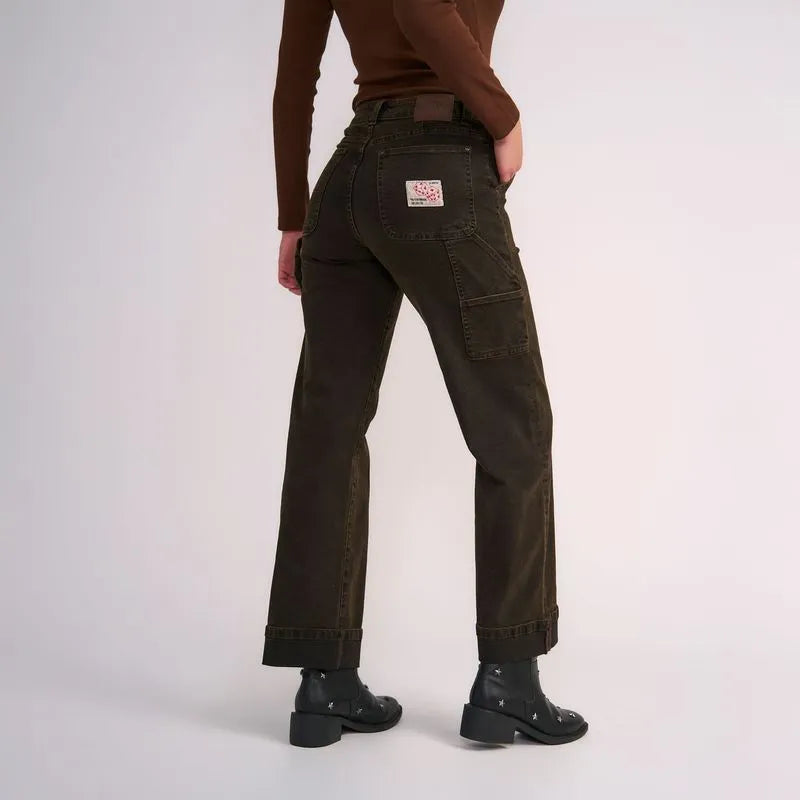 Jeans Mujer Carpenter Detalle Basta Café Oxidado