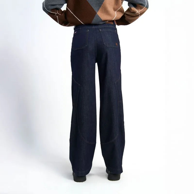 Jeans Mujer Wide Raw Azul