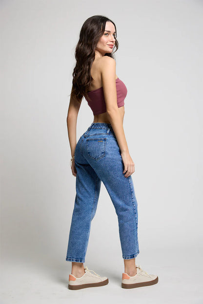 Jeans  Mujer Mom Tachas 5248 Celeste