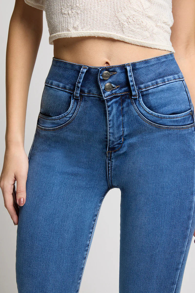 Jeans Mujer Tiro Alto Pitillo Pitillo Push in Push Up 5282 Celeste