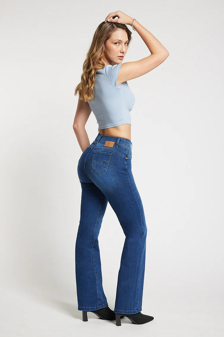 Jeans Mujer Tiro Alto Recto 2554 Azul