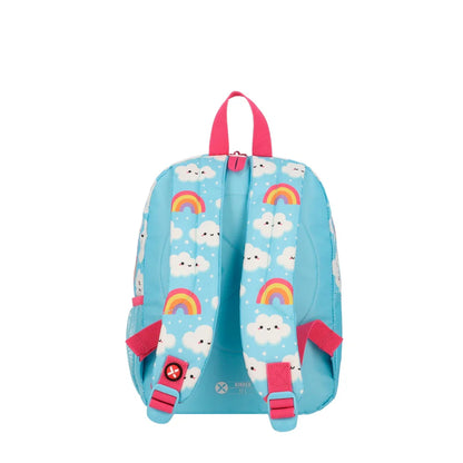 Mochila Escolar Niña Kinder Arcoíris Celeste