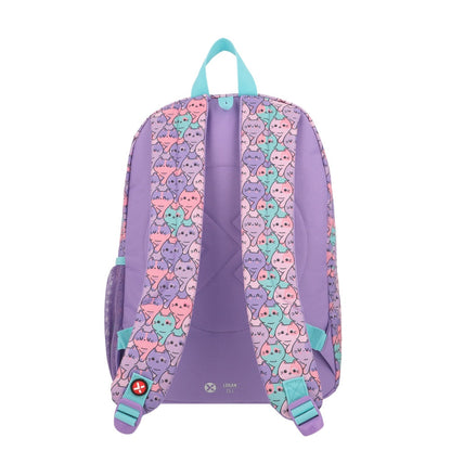 Mochila Escolar Niña Logan Gatos Lila