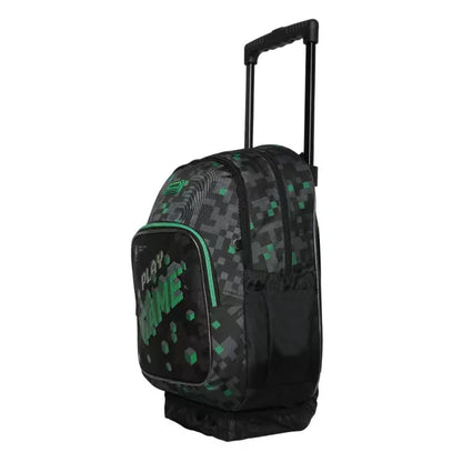 Mochila con Ruedas Infantil Niño Chips Gamer Negro Verde