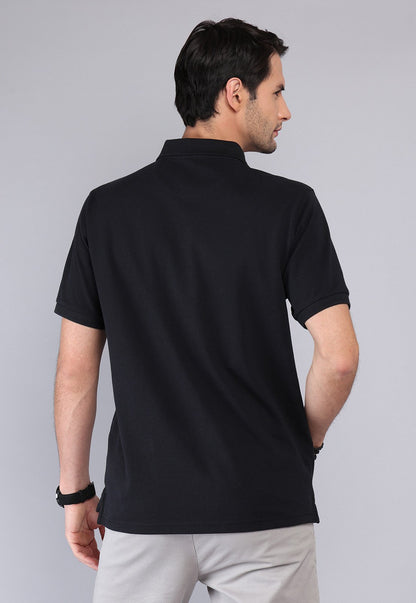 Polera Hombre Pique Manga Corta Negra