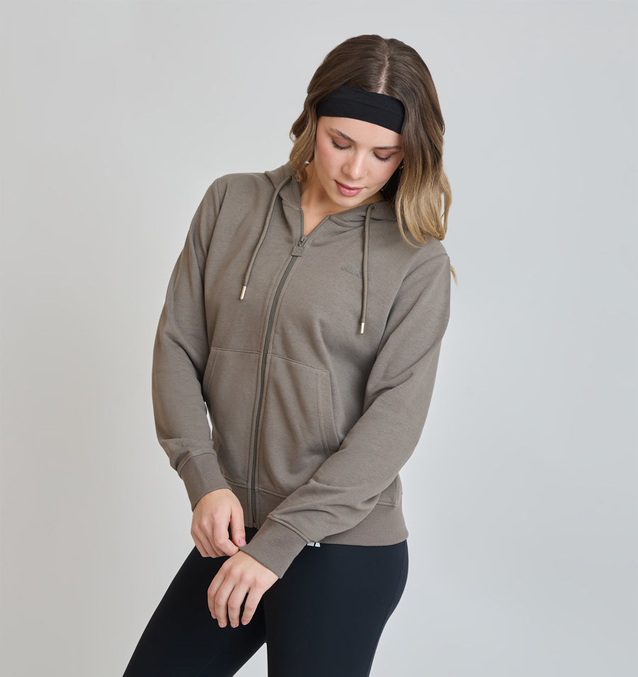 Poleron Mujer Deportivo Celeste Cafe