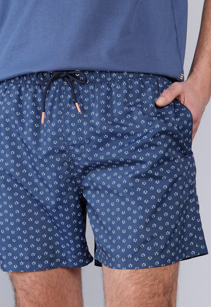 Short De Baño Hombre Print Azul