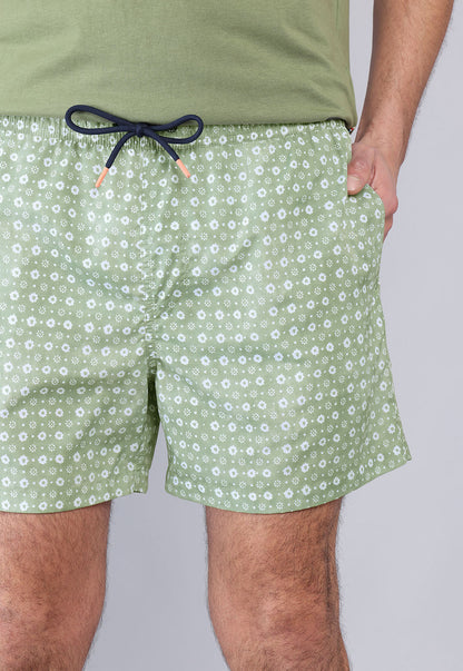Short De Baño Hombre Print Verde