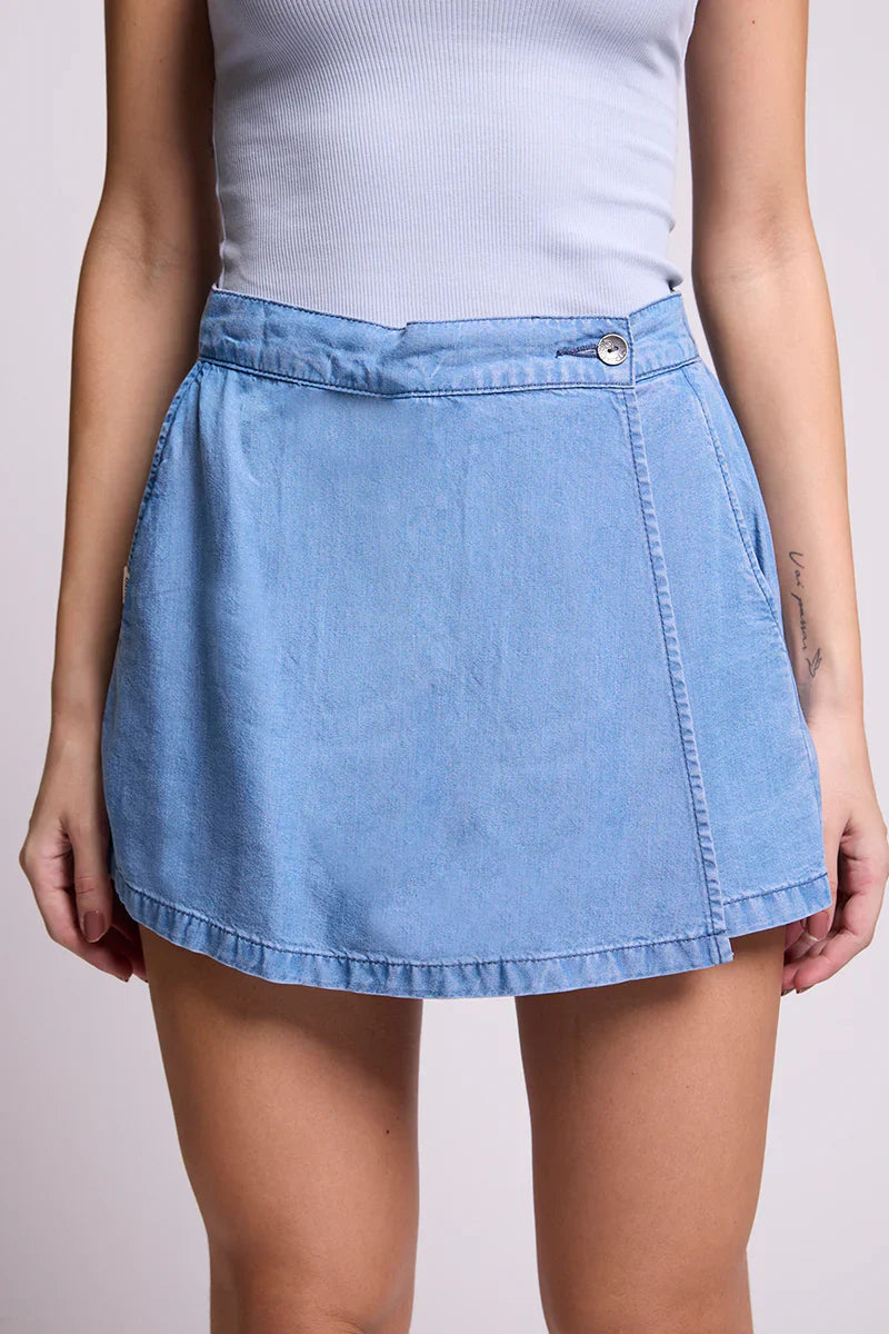 Short Falda Mujer de Tencel 5092 Celeste