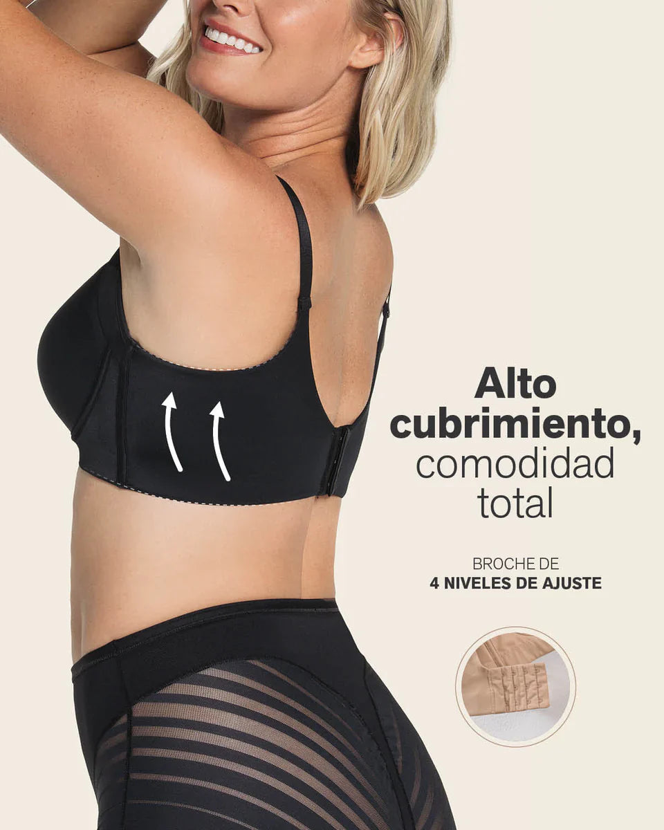 Sostén Mujer De Cubrimiento Alto En Sisa Y Espalda Cover Bra Negro