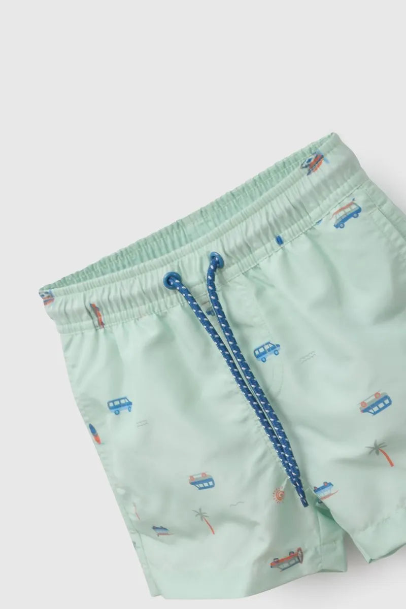 Traje De Baño UV Niño Autos Verde